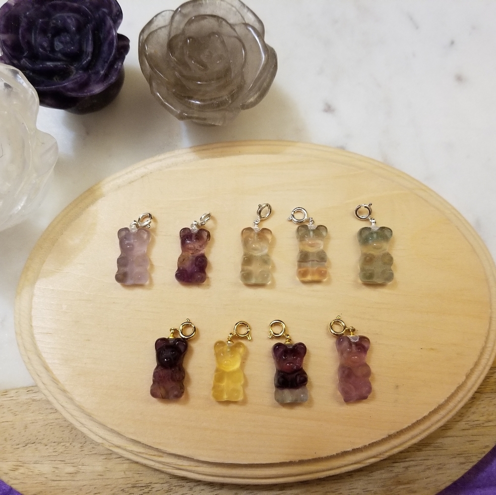 Fluorite gummy one piece bear candy bracelet charm